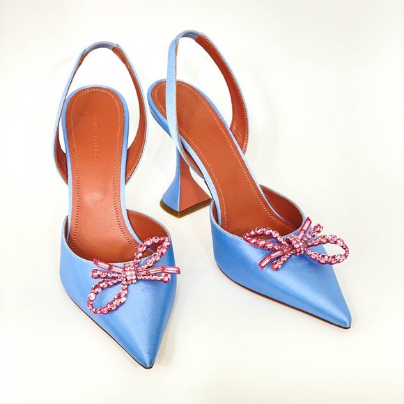 Amina Muaddi Rosie Crystal Bow Pumps- Size 395 - Picture 1 of 11